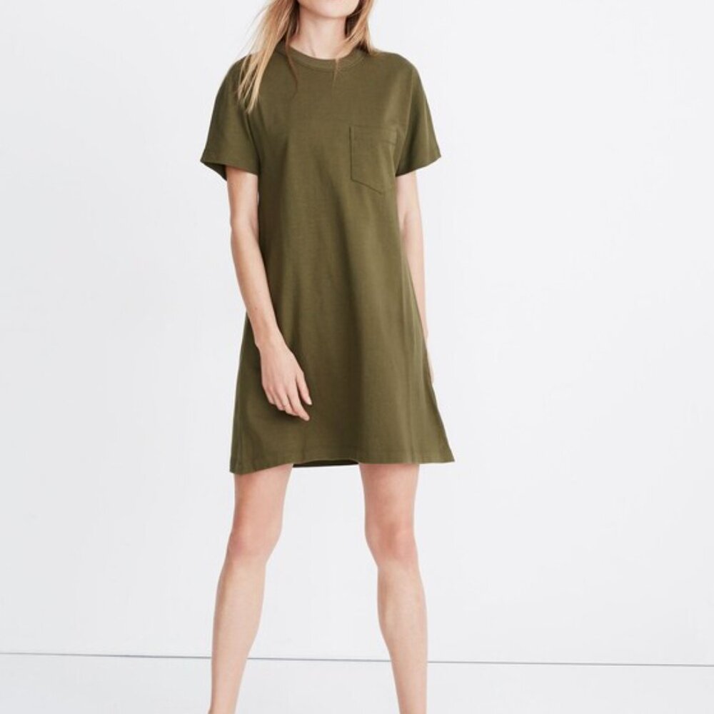 Madewell Olive Pocket Tee Mini Dress